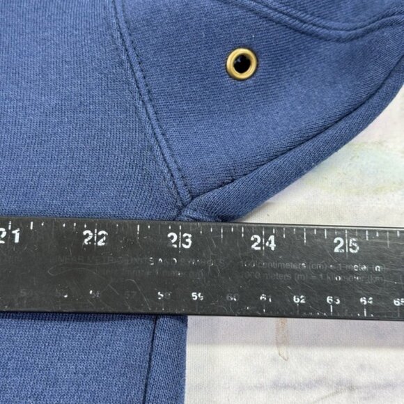 Vintage 90s Habitat Wilderness Hoodie M Embroidered Wolf Plaid Lined Hood Navy - Picture 6 of 16